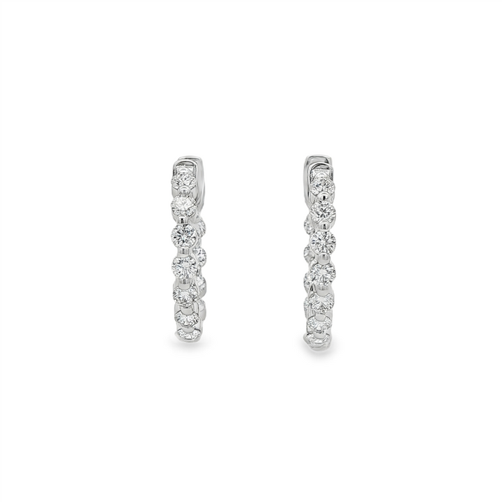 14K White Gold Inside-Out Lab Diamond Hoop Earrings – 18.9x2.5mm, 1.22ctw, 4g