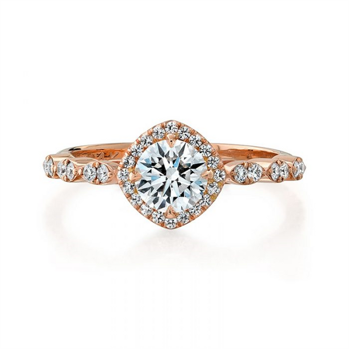 14K Rose Gold Diamond Halo Semi-Mount Engagement Ring 0.24ctw.