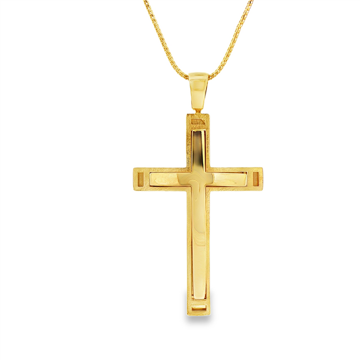 14KY Men’s 3D Cross Pendant – 39mm, 4.3g
