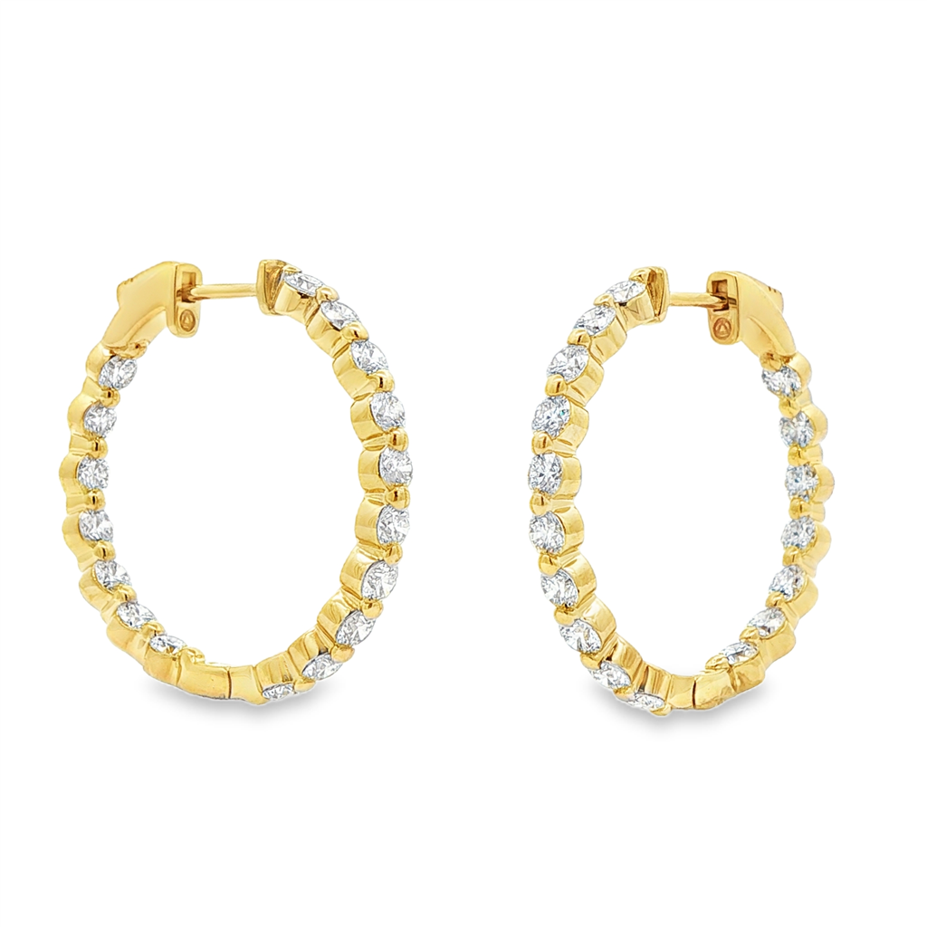 14K Yellow Gold 27mm Inside-Out Lab Grown Diamond Hoop Earrings – 3.02ctw.