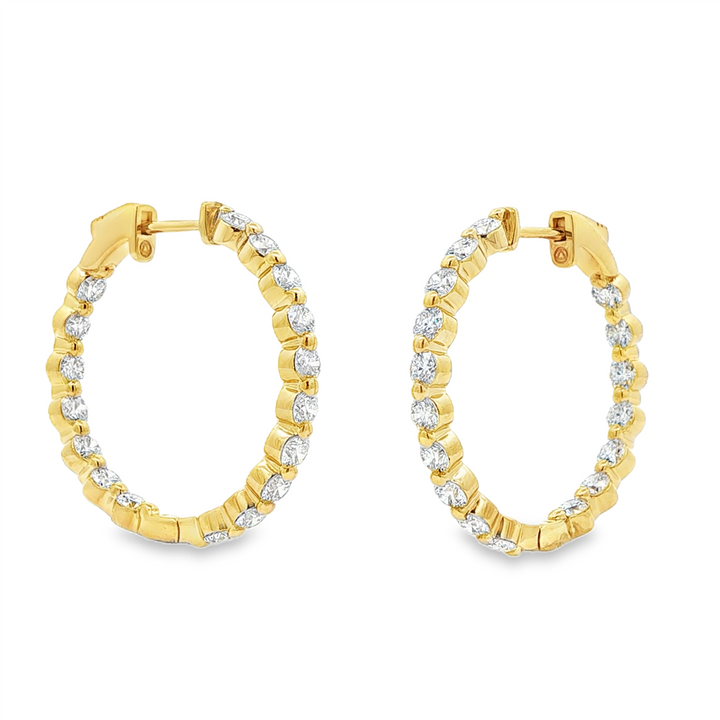 14K Yellow Gold 27mm Inside-Out Lab Grown Diamond Hoop Earrings – 3.02ctw.
