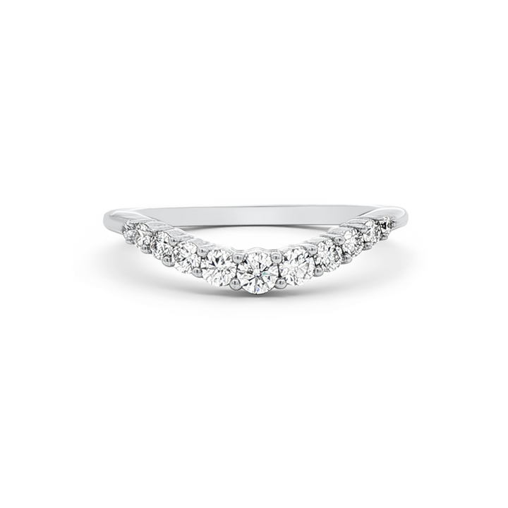 14K White Gold Curved Diamond Ring – 0.32ctw.
