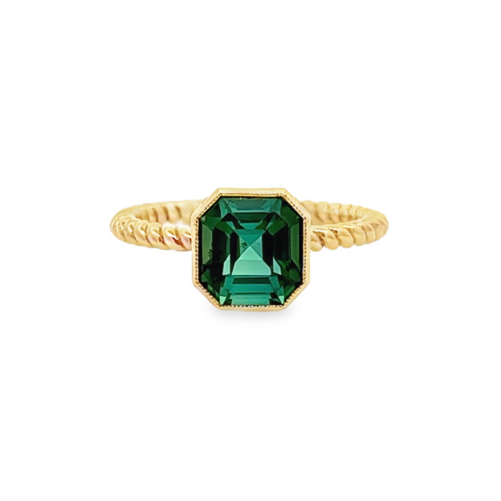 14K Yellow Gold Green Tourmaline Bezel Ring – 2.10ct