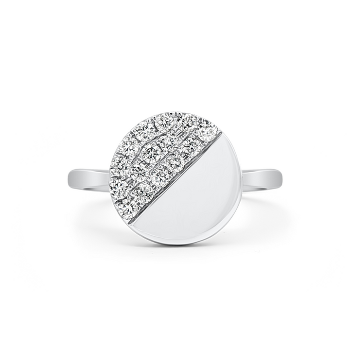 14K White Gold Half Diamond Circle Ring – 0.30ctw.