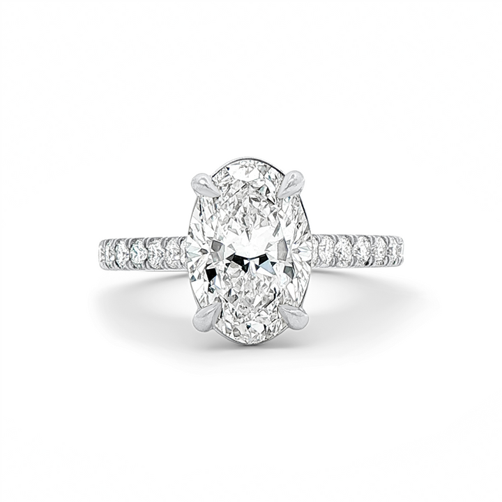 14K White Gold Cathedral Lab Grown Diamond Semi-Mount Engagement Ring