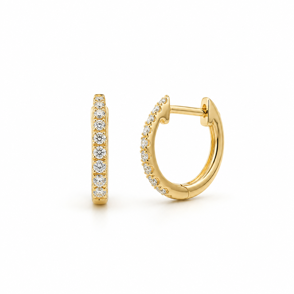 14K Yellow Gold Natural Diamond Hoop Earrings – 0.15 CTW