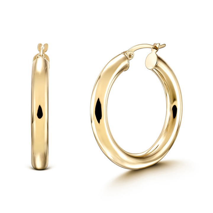 14K Yellow Gold Light Hoop Earrings (4x20mm)