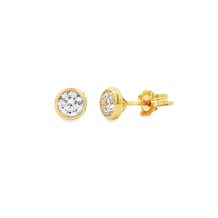 14K Yellow Gold Lab Grown Diamond Bezel Stud Earrings – 0.50ctw.