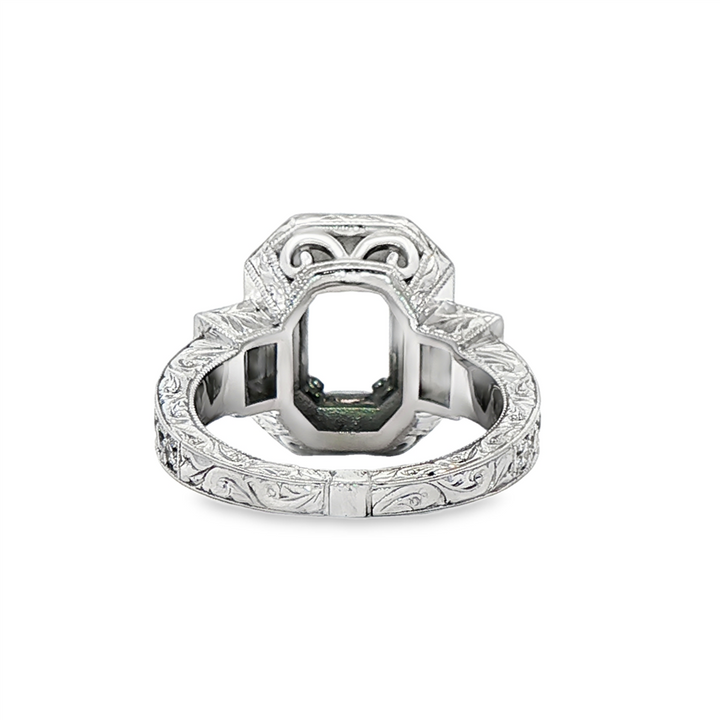 18K White Gold Estate Semi-Mount Engagement Ring – 1.88ctw.