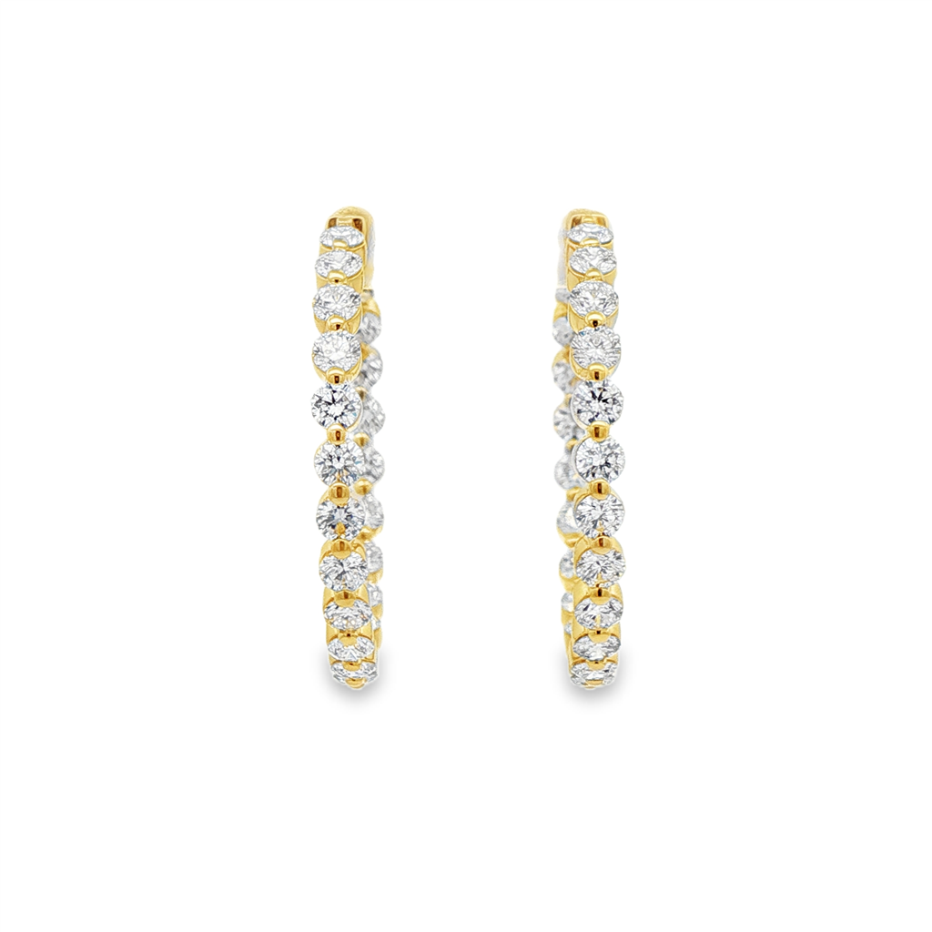 14K Yellow Gold 34mm Inside-Out Lab Grown Diamond Hoop Earrings – 5.57ctw.