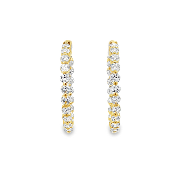 14K Yellow Gold 34mm Inside-Out Lab Grown Diamond Hoop Earrings – 5.57ctw.