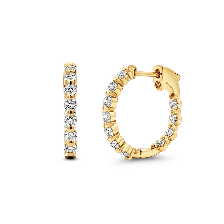 14K Yellow Gold Inside-Out Lab Diamond Hoop Earrings – 1.23ctw.