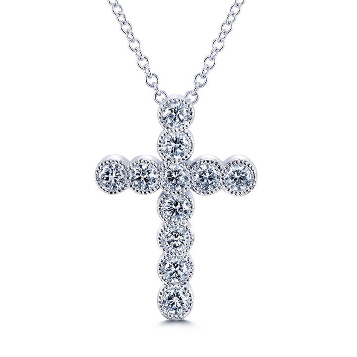 14K White Gold Diamond Cross 0.41ctw