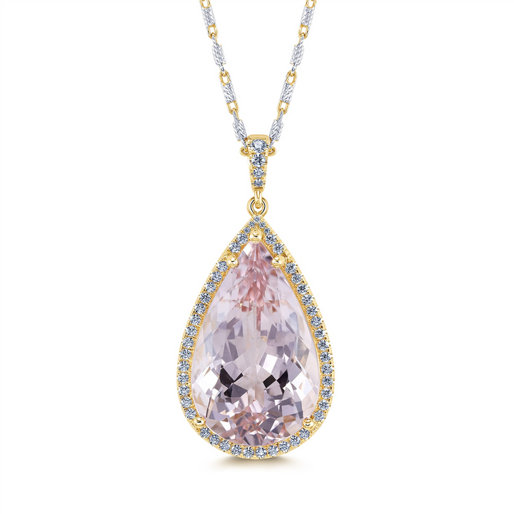 18K Yellow Gold 19.00ct Pear Shape Morganite Pendant
