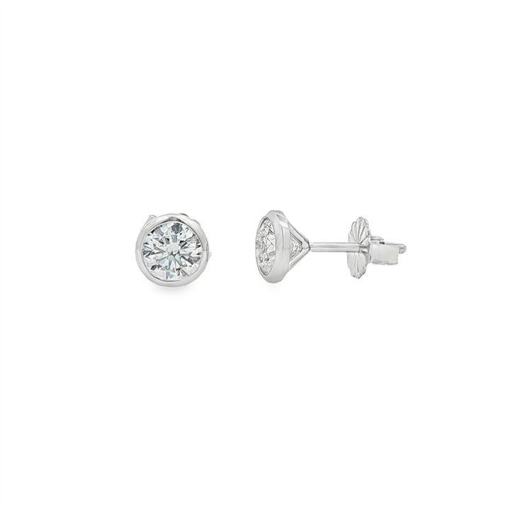 14K White Gold Lab Diamond Bezel Stud Earrings – 1.04ctw
