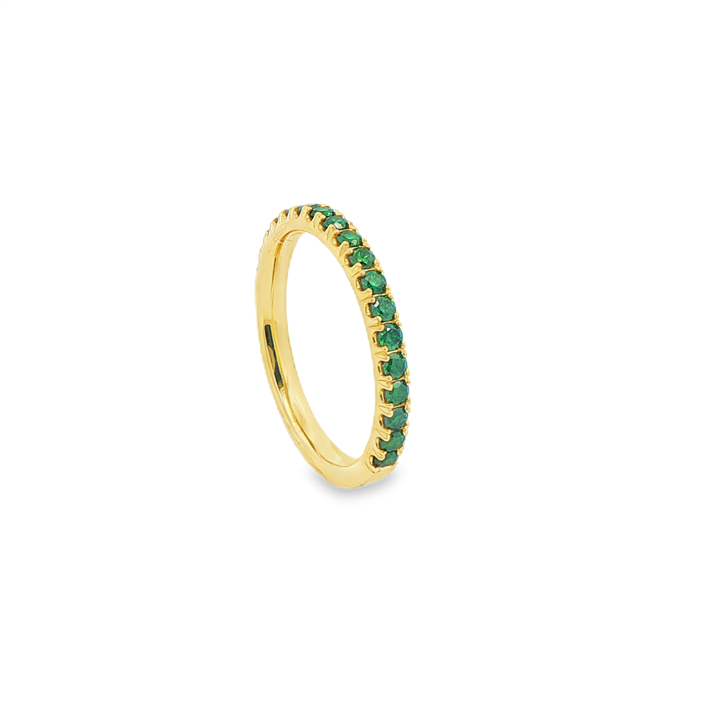 14K Yellow Gold Forest Green Natural Diamond Band – 0.46ctw, RN-149, Size 6.5, 2.7g