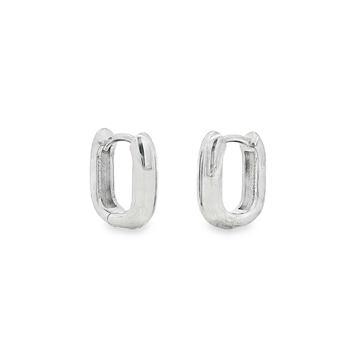 14K White Gold Square Bubble Huggie Earrings 3.3x11mm – 2.70g