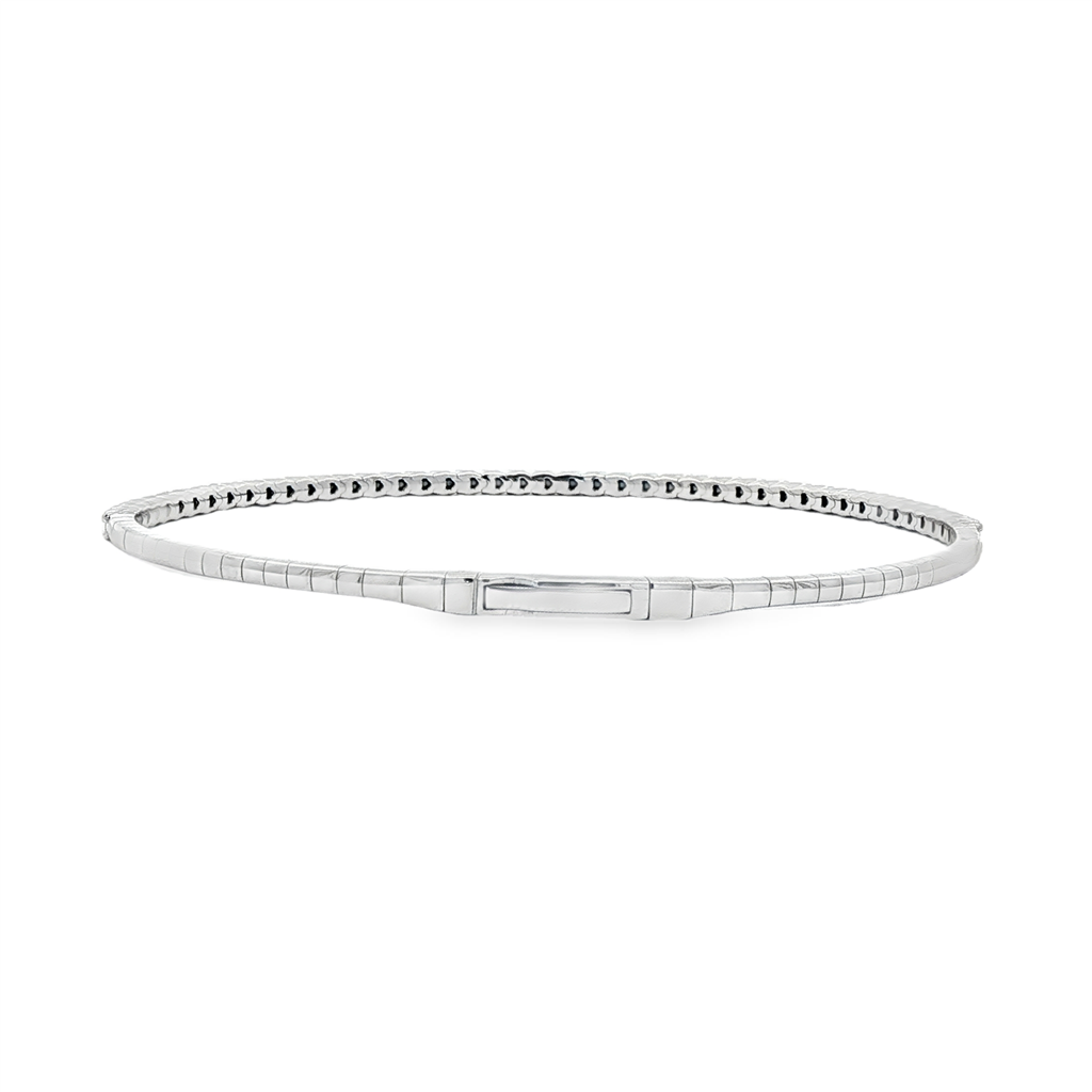 14K White Gold Diamond Flexi Bangle Bracelet - 0.75ctw.