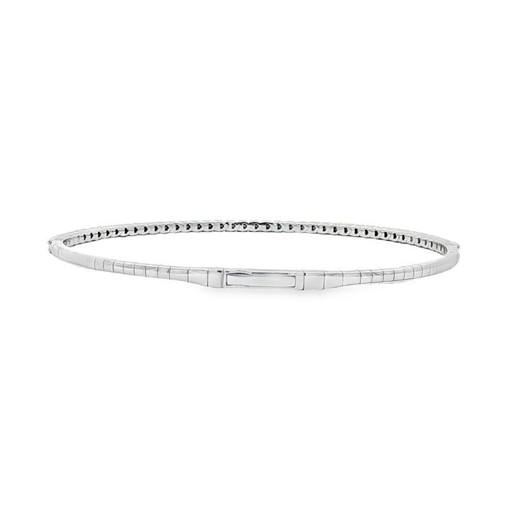 14K White Gold Diamond Flexi Bangle Bracelet - 0.75ctw.