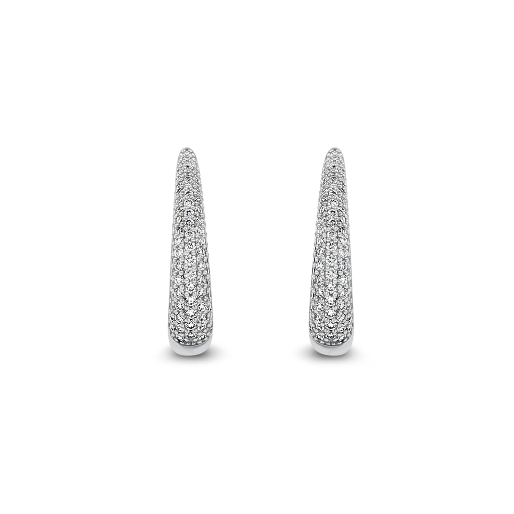14K White Gold 17.5x3.8mm Natural Diamond Hoop Earrings – 0.50ctw.