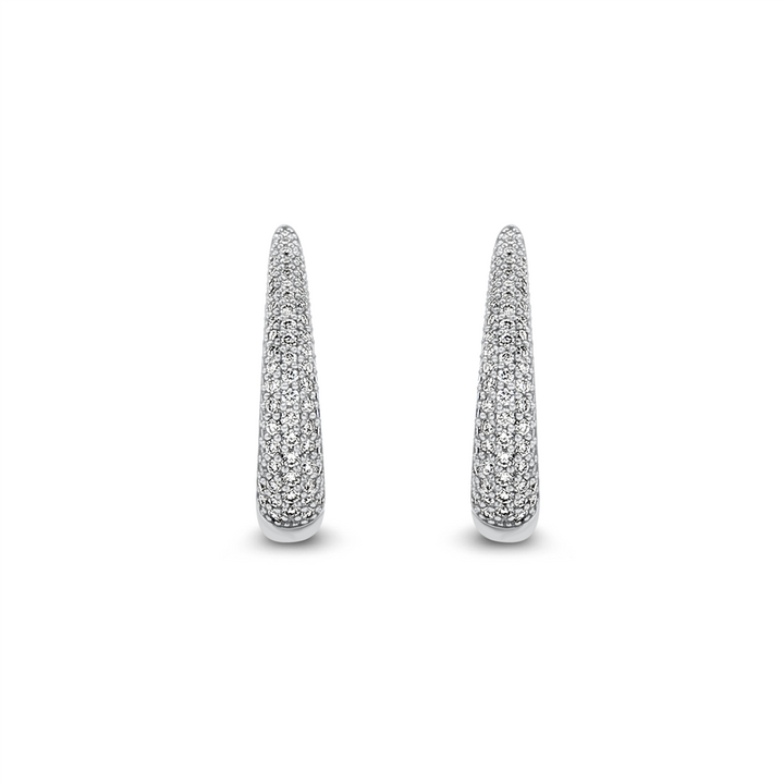 14K White Gold 17.5x3.8mm Natural Diamond Hoop Earrings – 0.50ctw.