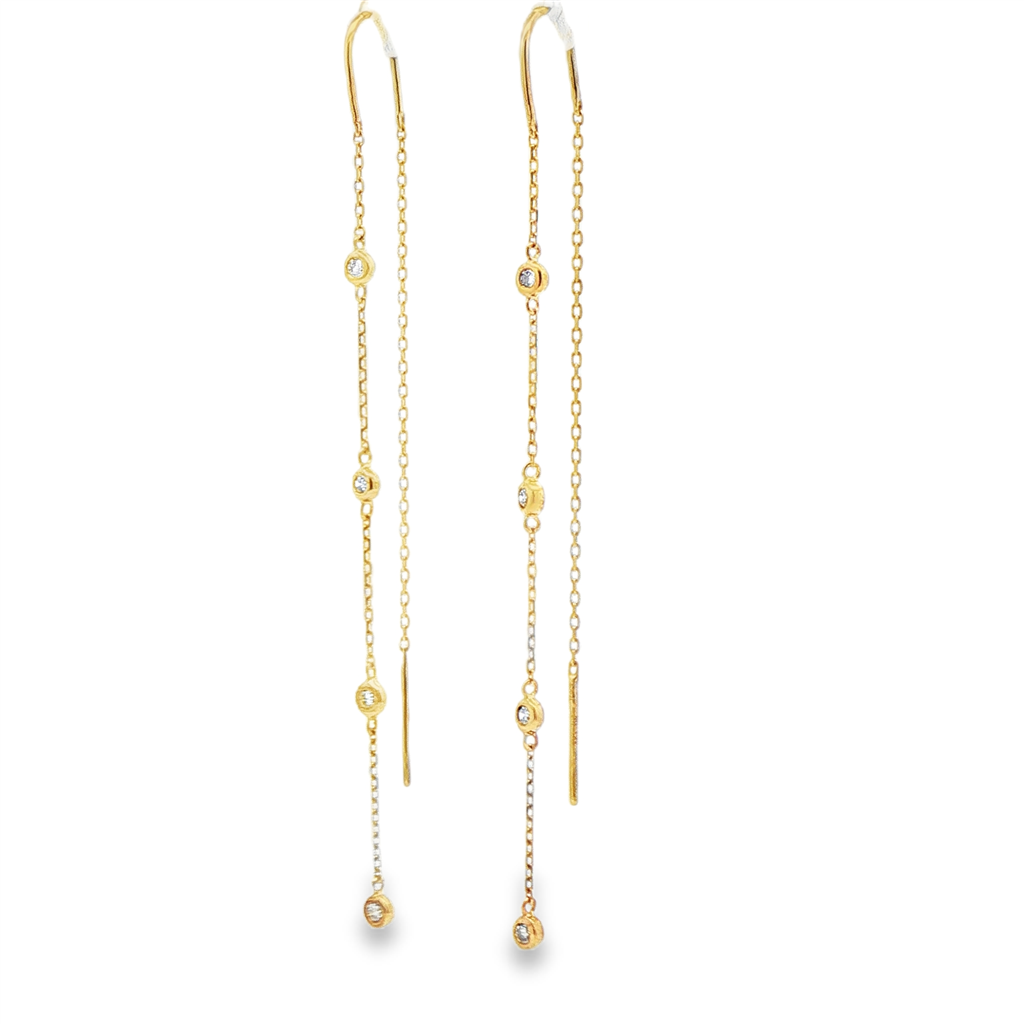 14K Yellow Gold Diamond Bezel Threader Earrings – 0.24ctw