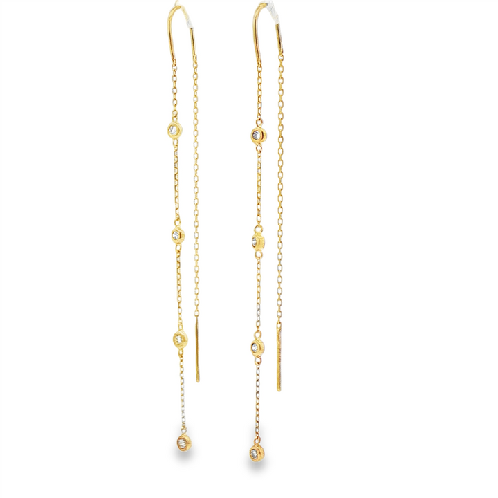 14K Yellow Gold Diamond Bezel Threader Earrings – 0.24ctw