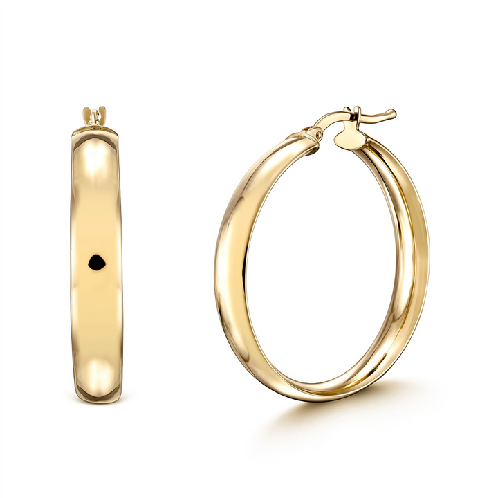 14K Yellow Gold Flat Hoops (25x5mm)