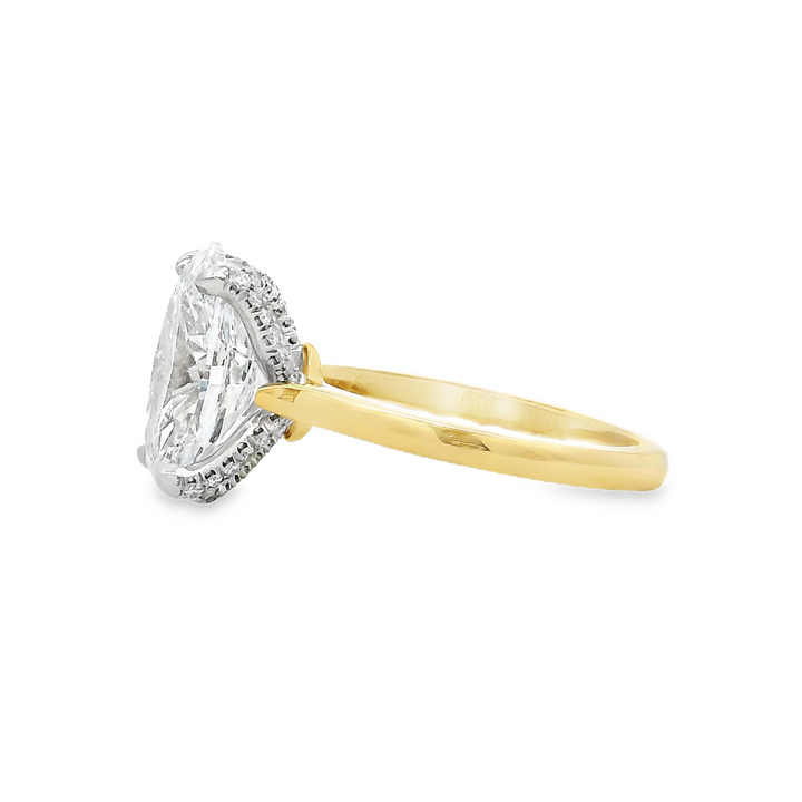 18K Yellow Gold & Platinum Diamond Leaf Prong Semi-Mount Engagement Ring – 0.51ctw.