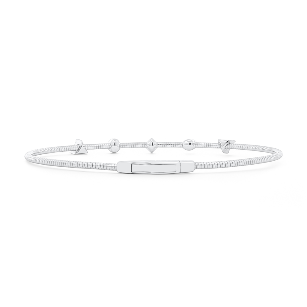 14K White Gold Multi-Shape Diamond Flexi Bangle – 0.18ctw.