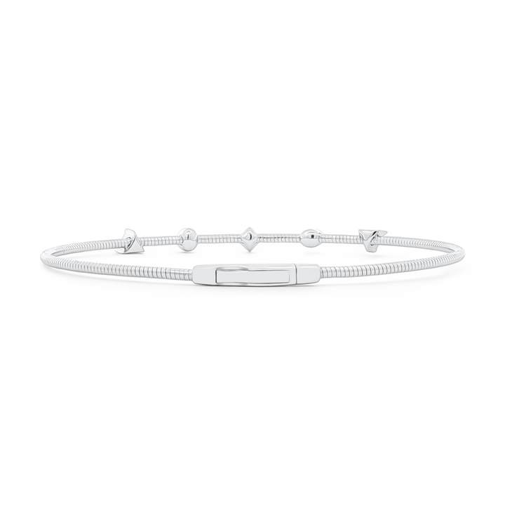 14K White Gold Multi-Shape Diamond Flexi Bangle – 0.18ctw.