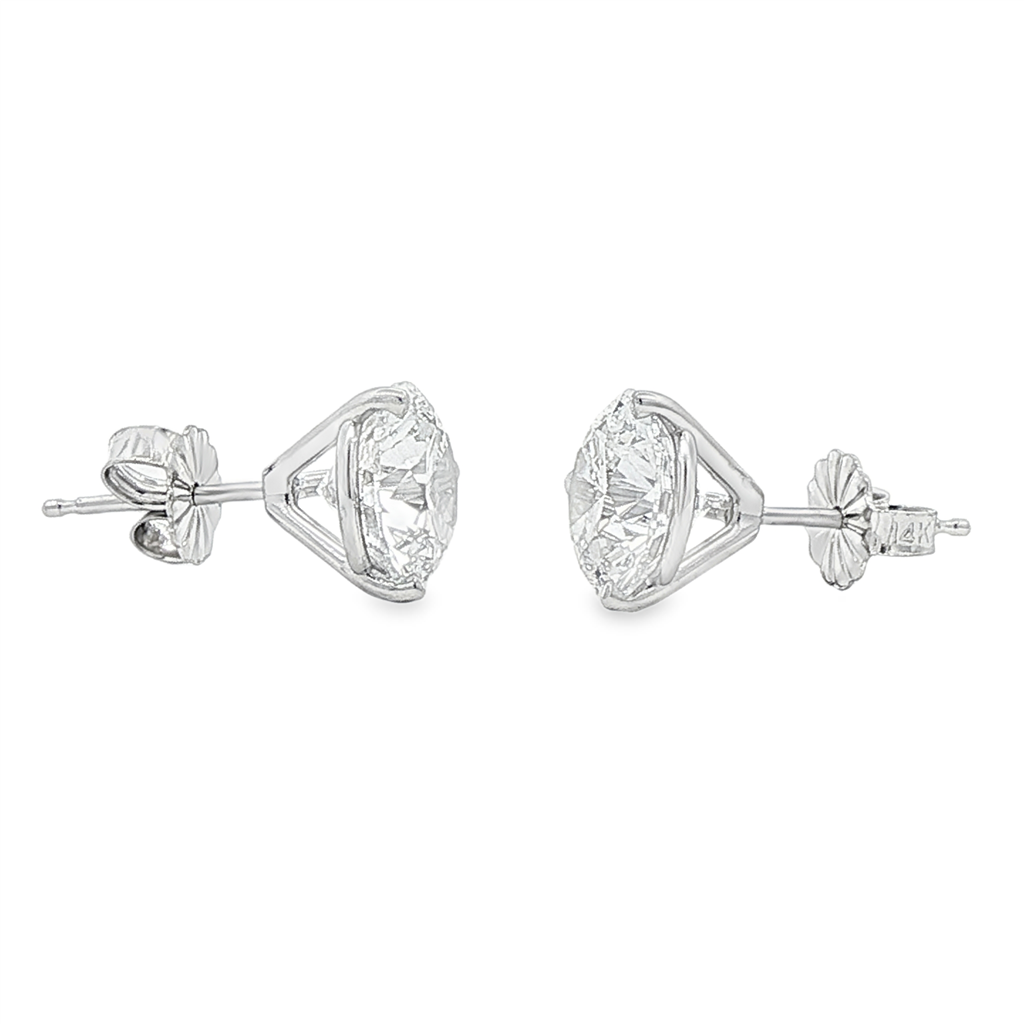 14K White Gold Lab Diamond Stud Earrings – 4.09ctw.