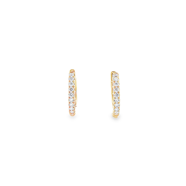 14K Yellow Gold Natural Diamond Huggie Earrings – 12 × 1.8mm, approx. 0.24 CTW, 1.55g