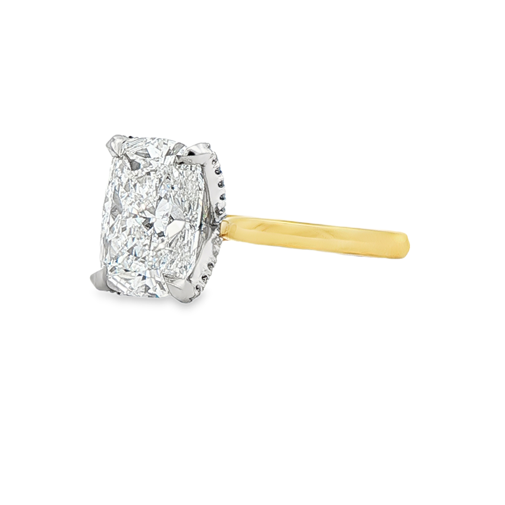 18K Yellow Gold & Platinum Tulip Semi-Mount Engagement Ring – 0.22ctw.