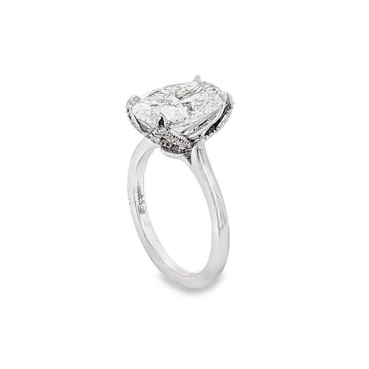 18K White Gold Diamond Leaf Prong Semi-Mount Engagement Ring – 0.21ctw.