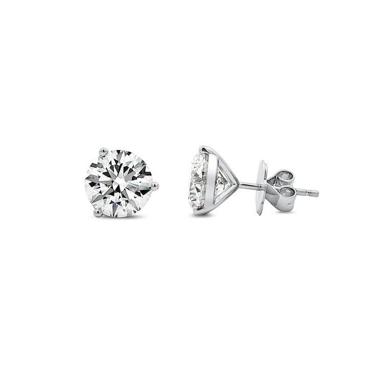 14K White Gold Round Lab Grown Diamond Stud Earrings – 4.03ctw.