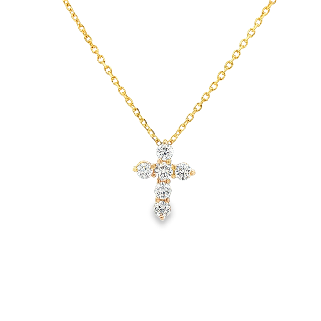 14K Yellow Gold Natural Diamond Cross Pendant – 0.47 CTW