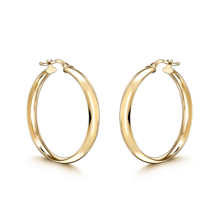 14K Yellow Gold Flat Hoops (30x5mm)