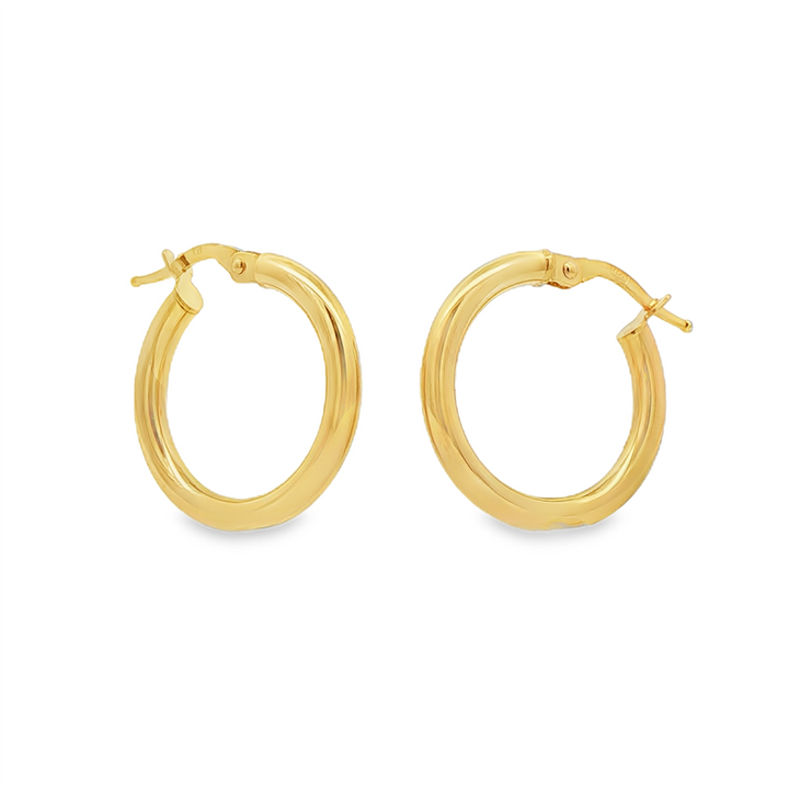 14K Yellow Gold Hollow Hoop Earrings – 2.5 × 15mm, 1.4g