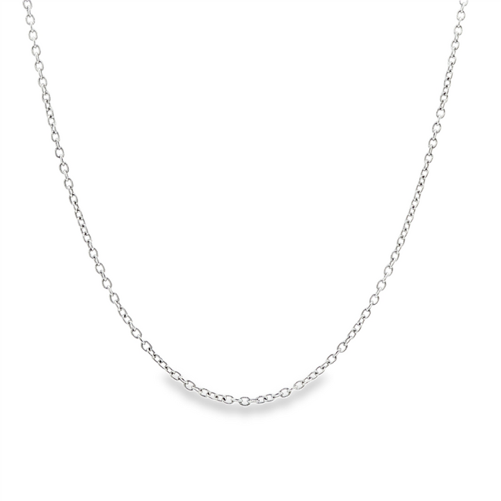 18K White Gold Adjustable Rolo Chain – 1.4mm, 16–18", approx. 2.8g