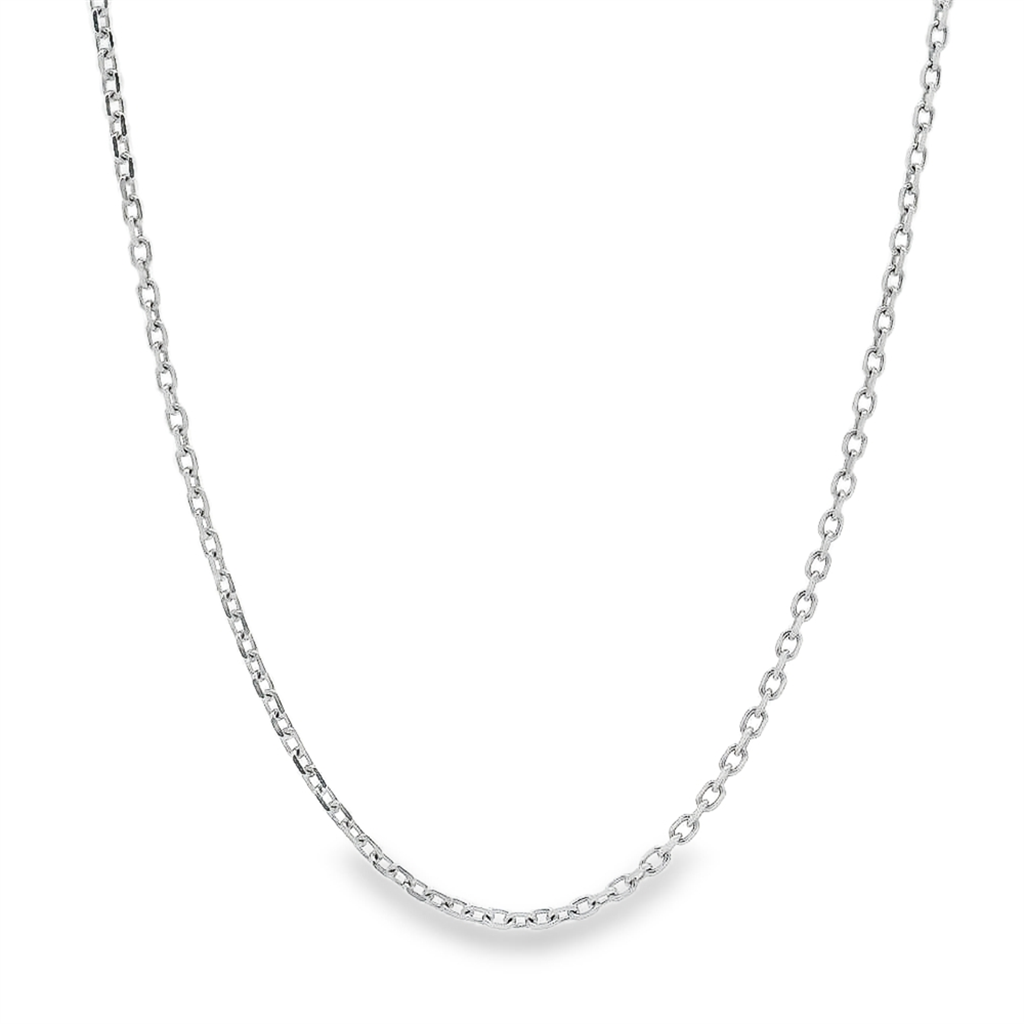 14K White Gold Diamond-Cut Rolo Chain – 1.3mm | 16-18" | 2g