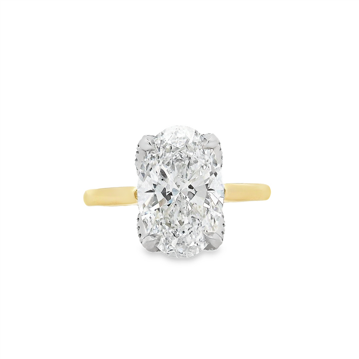 18K Yellow Gold & Platinum Diamond Leaf Prong Semi-Mount Engagement Ring – 0.51ctw.