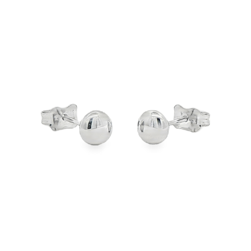 14K White Gold Flat Button Stud Earrings 5.5mm – 0.6g