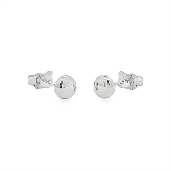 14K White Gold Flat Button Stud Earrings 5.5mm – 0.6g