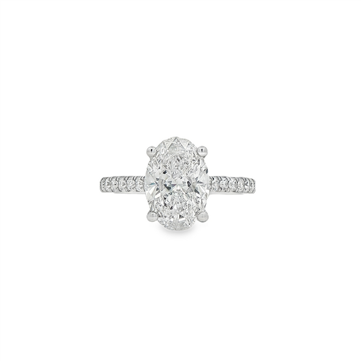 14K White Gold Engagement Ring with IGI-Certified Lab-Grown Oval Center Diamond – 2.94ctw.
