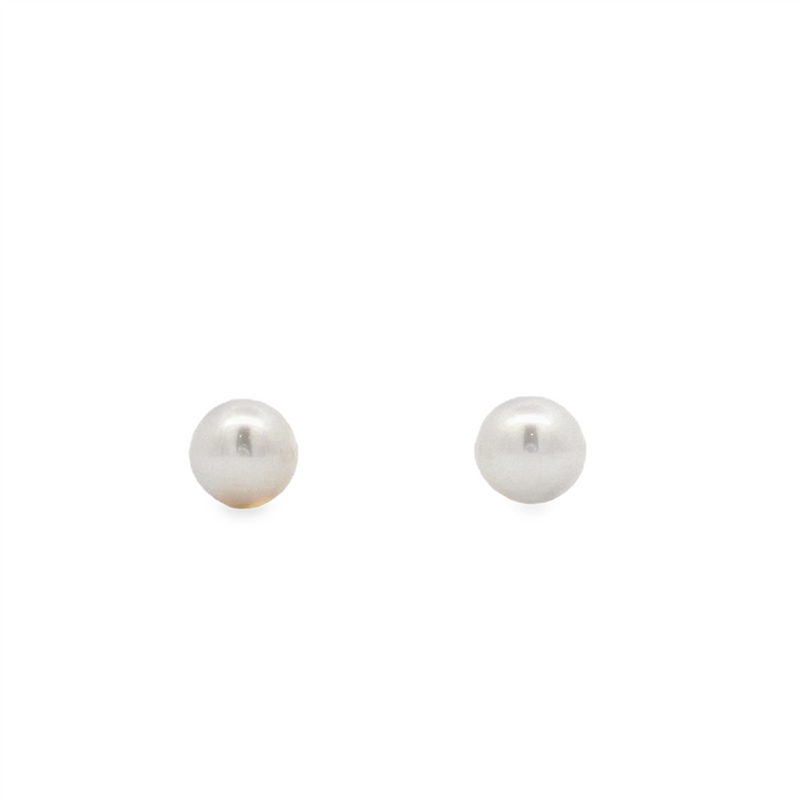 14K White Gold Freshwater Pearl Stud Earrings – 6.5–7mm