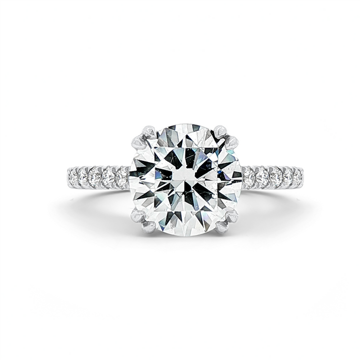 Platinum Hidden Halo Natural Diamond Semi-Mount Engagement Ring