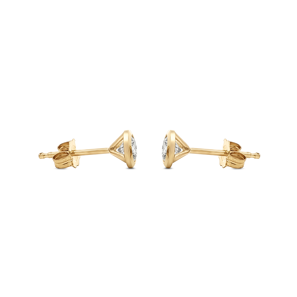 14K Yellow Gold Bezel Set Lab Grown Diamond Earrings – 0.70ctw.