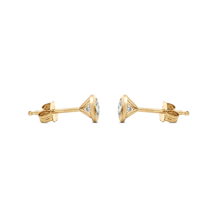 14K Yellow Gold Lab Diamond Bezel Stud Earrings – 0.76ctw, VVS2–VS1, D–E, 1g