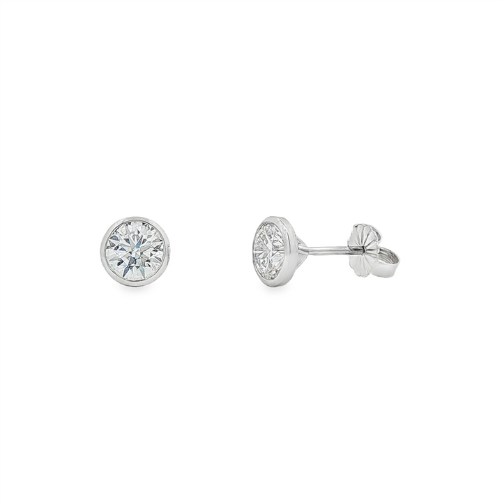 14K White Gold Bezel Set Lab Grown Diamond Stud Earrings – 1.56ctw.